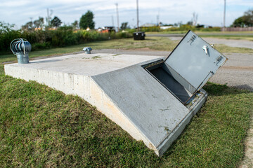 Storm shelter door open