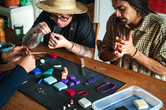 Three friends crafting
