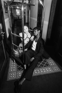 A woman seduces a man