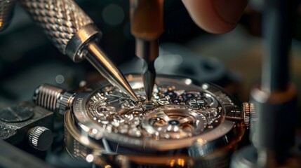 Detailed close up of a watch being carefully repaired by a skilled technician. - Powered by Adobe