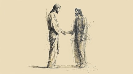Jesus Standing Beside a Person Facing a Difficult Decision, Offering Guidance, Biblical Illustration of Support and Wisdom