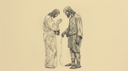 Jesus Standing Beside a Person Facing a Difficult Decision, Offering Guidance, Biblical Illustration of Support and Wisdom