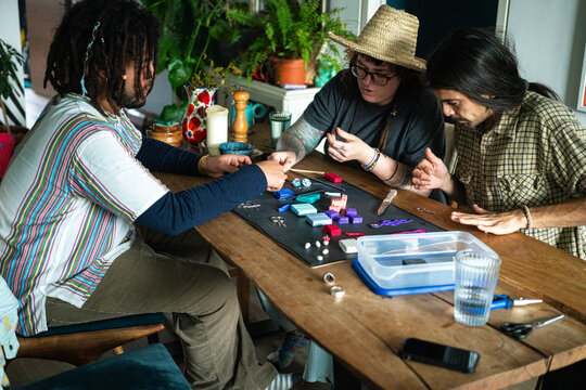 Three friends crafting