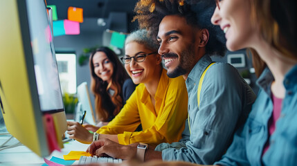 "Creative Marketing Team Collaborating on New Business Project"