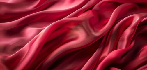 Obraz premium Close-up of red crumpled silk fabric.