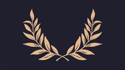 Laurel wreath. Olive greek leaf. Winner art emblem