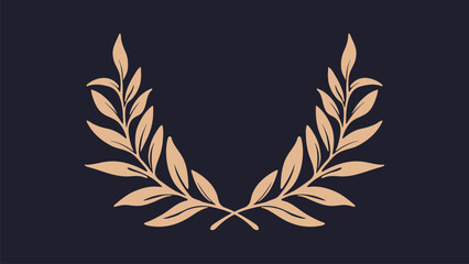 Laurel wreath. Olive greek leaf. Winner art emblem