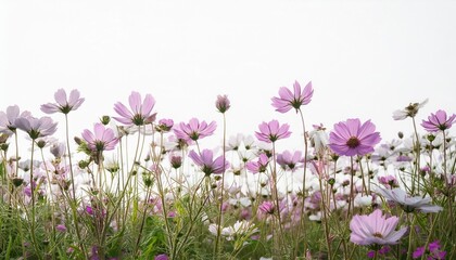 Fototapeta premium flower field border isolated on white background