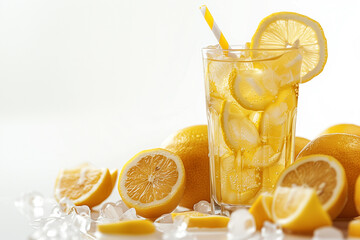 Refreshing lemonade isolated on white background