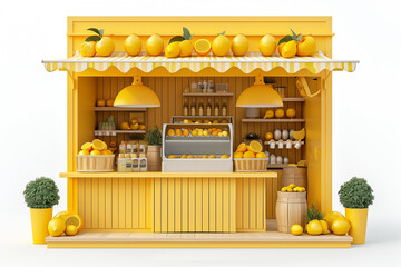Refreshing lemonade stand isolated on white background, 3d render