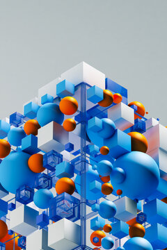 Abstract geometric shapes background in 3d composition