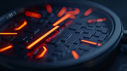 Glowing orange digital clock on a dark background