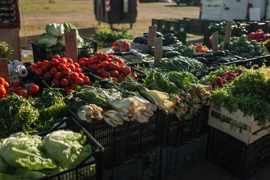 vegetables on a market stall in the city
