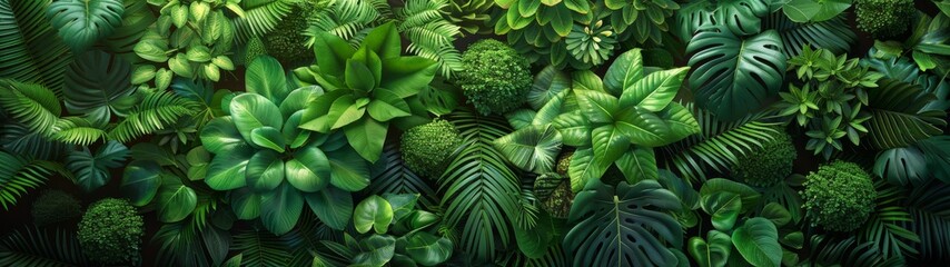 Background Tropical. The lush tropical rainforest foliage creates a sense of peace and tranquility, its dense layers of greenery providing a soothing and calming environment.