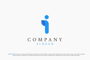 logo letter i modern abstract business blue 3d