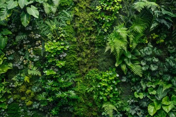 Green Urban Jungle Wall with Moss and Vegetation