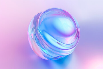 Fluid holographic illustration of futuristic liquid sphere with blue and pink colors