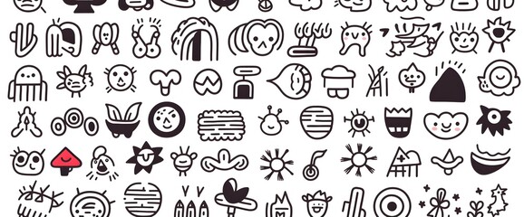 Collection of Black and White Icons for Various Themes