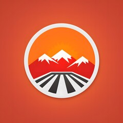 Minimalist Landscape with Mountains and Road in Flat Design