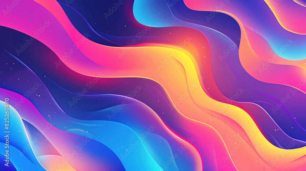 Wall mural colorful abstract waves in figuration libre style with gradient hues and a vibrant background