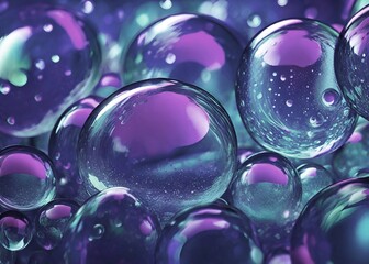 Background with bubbles. Water droplets condensation bubbles close up. Bubbles pattern abstract macro texture. Generative AI.	