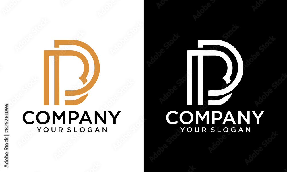 Poster creative bd db letter design logo logotype icon concept with serif font and modern elegant style loo
