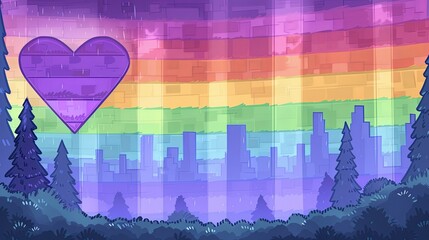 Retro Digital Pixelated Rainbow Heart Pride Clipart - Vibrant LGBTQ Illustration with Vintage Vibe, Vector Graphic Design\
