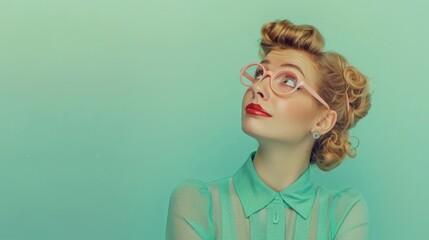 The retro woman with glasses