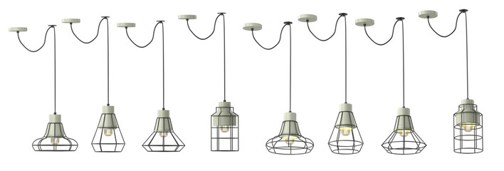3d render Modern chandelier set . isolated on background .