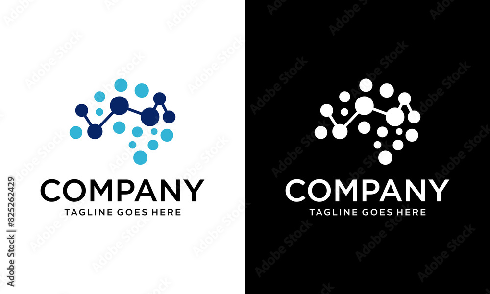 Poster creative brain tech logo icon design with creative connect dot symbol. brain connection logo vector 
