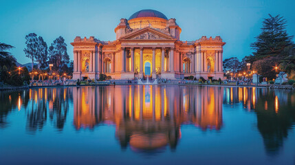 Breathtaking twilight scenery of a Palace