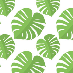 Seamless floral pattern with monstera leaves