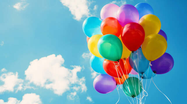 Colorful balloons on blue sky