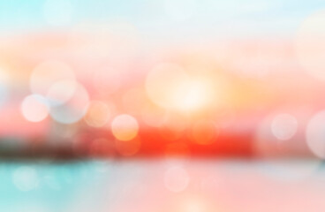 Tropical paradise sunset blurred bokeh texture, summer background, defocused lights illustration....