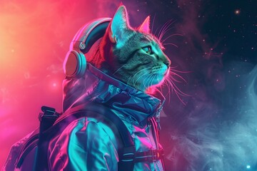 Robotic Feline Athlete in Neon Lights