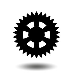 Obraz premium Black gear icon. Machine sprocket gear icon. Flat design. Vector cogwheel sign symbol on a white background.