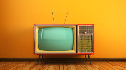 Retro TV on Orange Wall