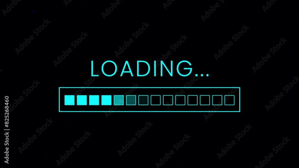 Poster loading bar screen animation video effect on black background