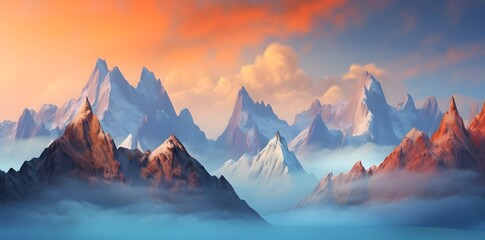 Breathtaking Mountain Landscape at Sunset with Vibrant Colors and Majestic Peaks, Capturing the Beauty of Nature in a Stunning Scenic View, Perfect for Nature Lovers and Outdoor Enthusiasts