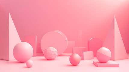 Empty podium with realistic spheres,background abstract pedestal board, art display mockup product decoration stand wallpaper ,Premium podium, stand on pastels, light pink background
