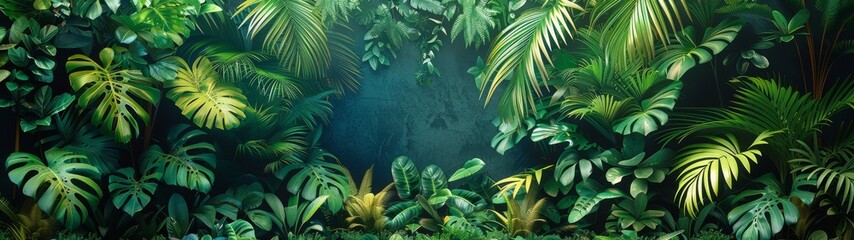 Background Tropical. Thick undergrowth carpets the forest floor, concealing hidden pathways and secret hideaways, offering refuge to creatures great and small.