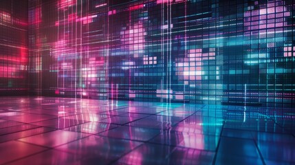 digital hologram wall with copy space 