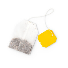 tea bag with string with shadow isolated on transparent background