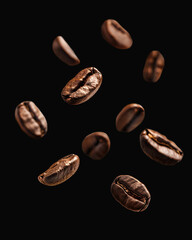 Obraz premium coffee beans on black background
