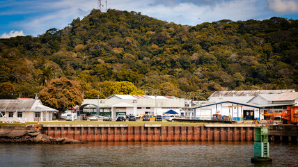 Crossing the Panama Canal on a boat