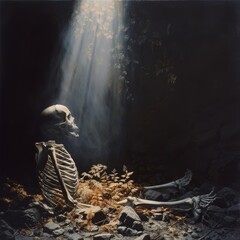 Light and Life. Skeleton with Organic Protrusions