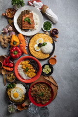 Buffet table full of lunch assorted dishes Peru Peruvian food