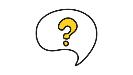 Question on a white speech bubble icon. Illustration on a white isolated background. Communication inclusion people concept.