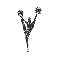 Cheerleader Icon Silhouette Illustration. Cheerleading Vector Graphic Pictogram Symbol Clip Art. Doodle Sketch Black Sign.