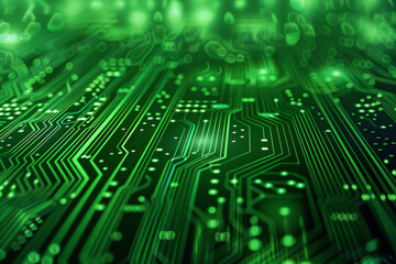 Obraz premium a detailed circuit board background, with interconnected electronic elements and circuits, representing the complexity and advancement of modern technology.